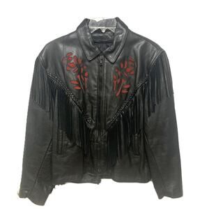 Interstate Leather 100% Leather Jacket w/ Lining Womens Size XL Red Rose